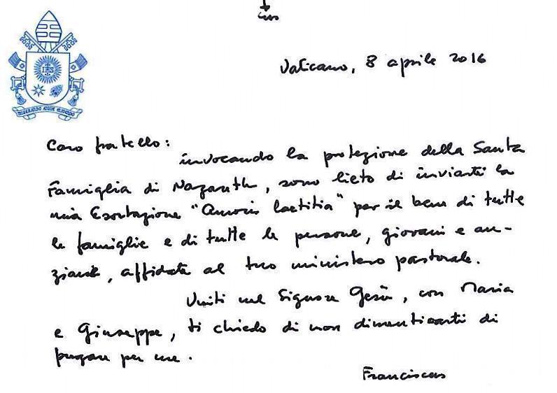 Chirografo Esortazione Apostolica 8 04 2016