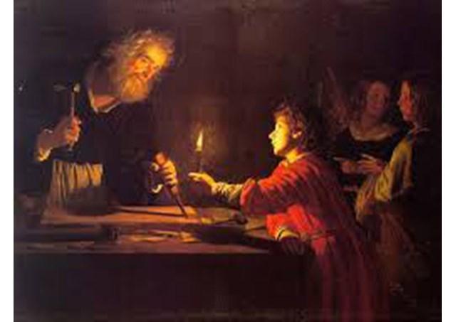 san Giuseppe lavora con Gesu