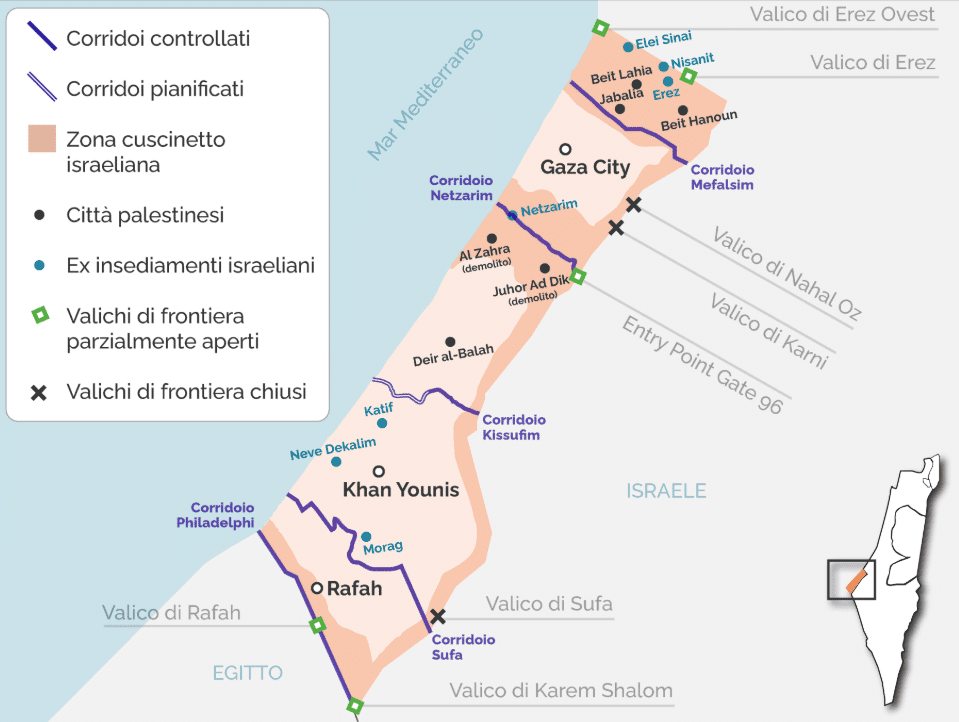 Cartina della Striscia di Gaza da ISPI 20 giugno 2025