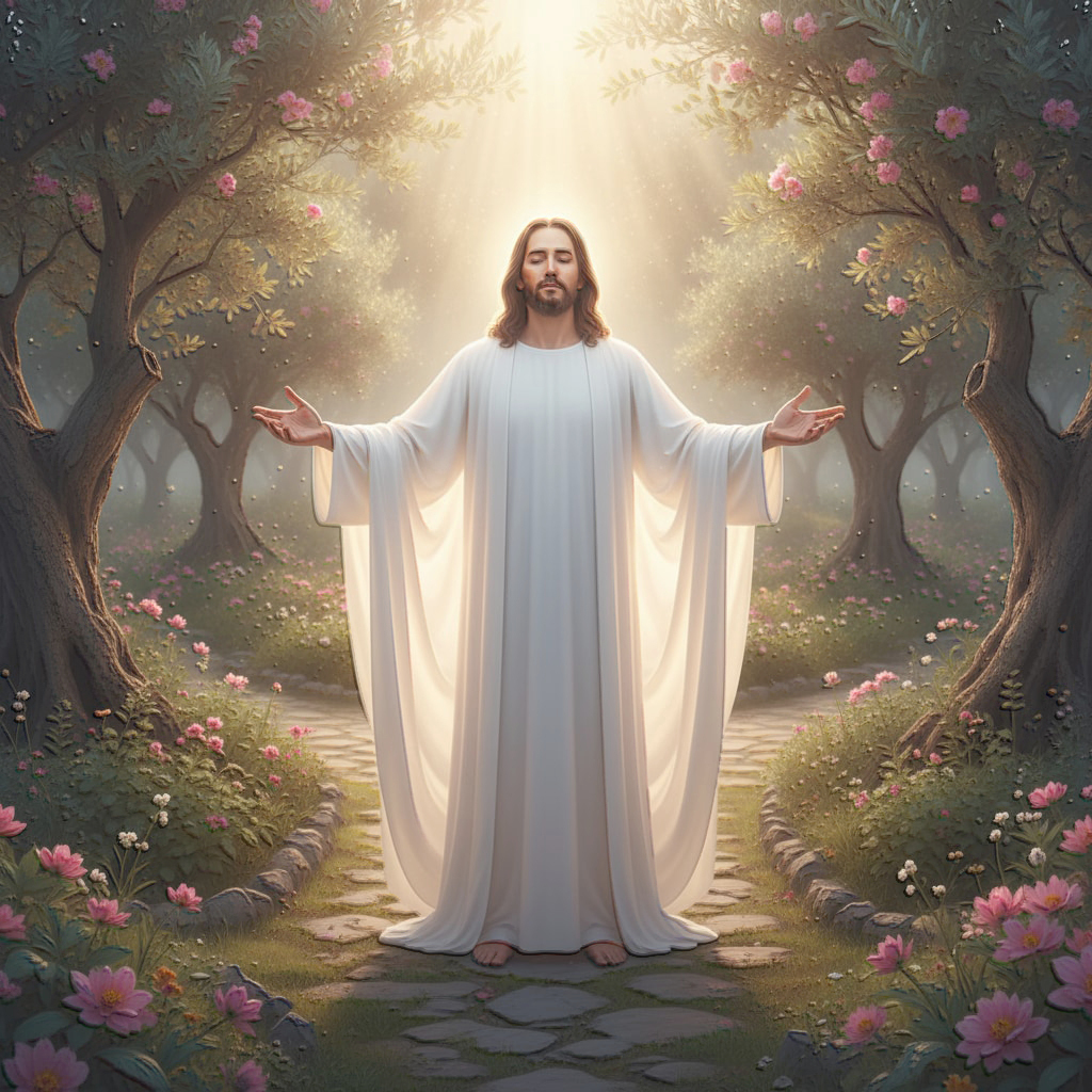 Gesu risorto nel giardino gessetto