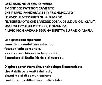 comunicato Radio Maria
