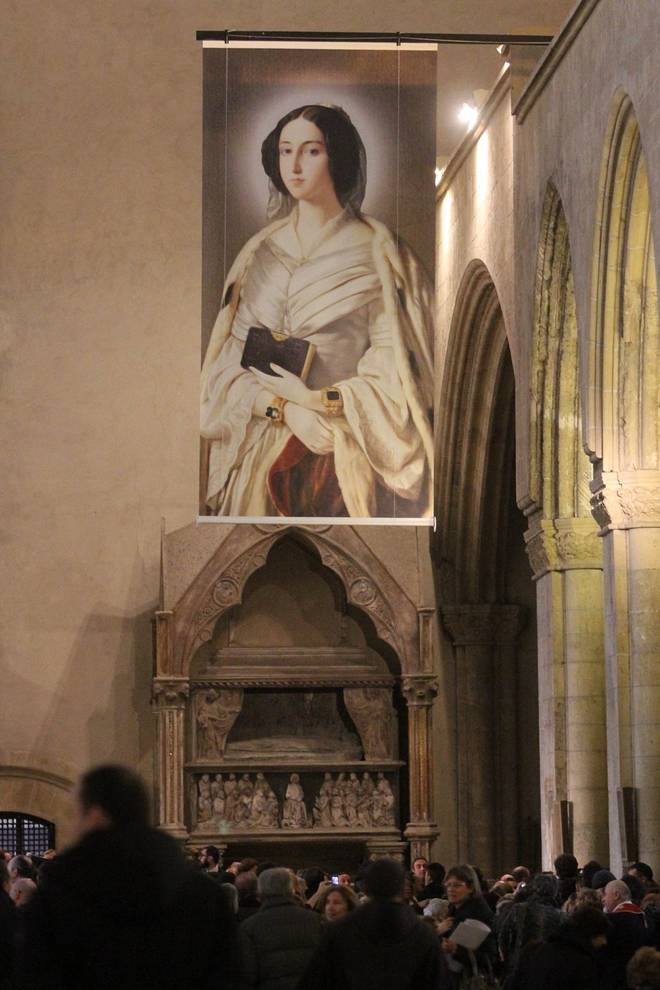 Napoli - Basilica Santa Chiara - stendardo dell b. Maria Cristina di Savoia durante la beatificazione - 