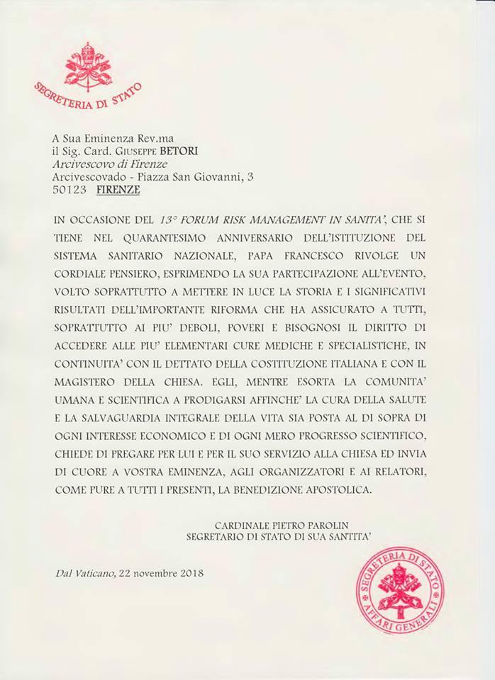 messaggio parolin betori