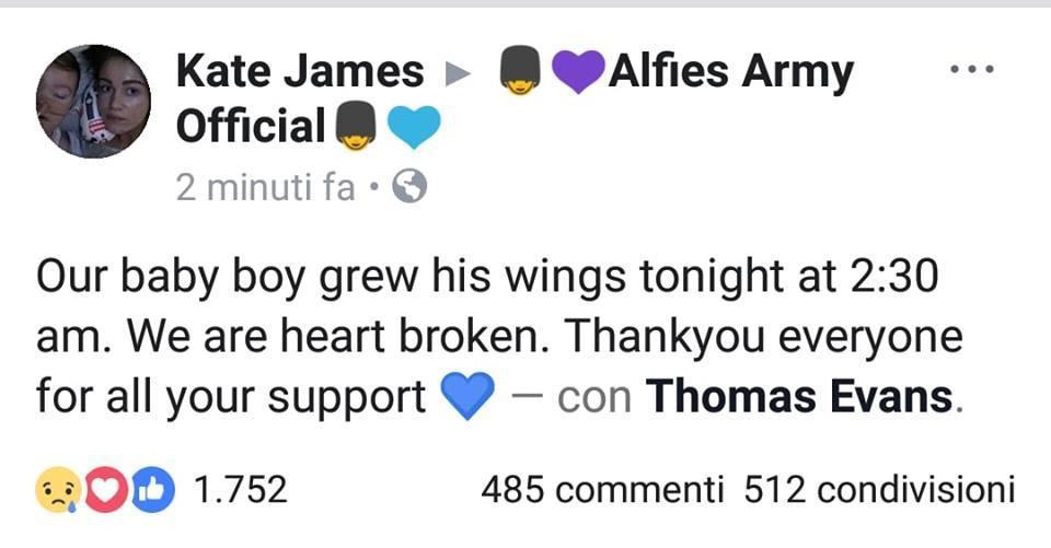 Alfie messaggio Kate