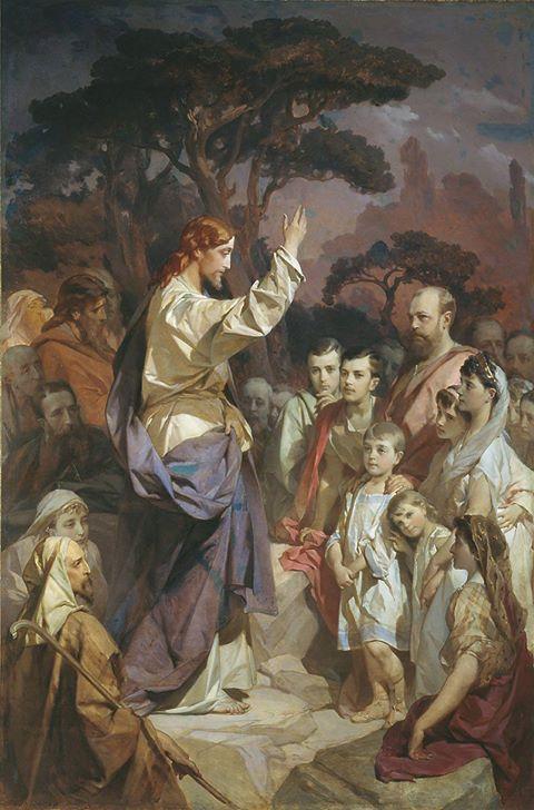 Gesu insegna alle folle